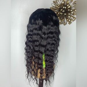 22” (T part wig) $180 density 100% human Black Wavy Hair Wig